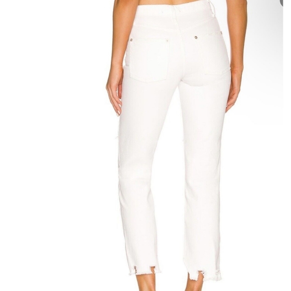We Free People Tapered Baggy Boyfriend Jeans Chalk White Distres - Picture 3 of 11